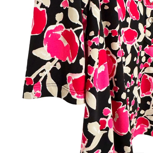 Alfani Tunic Collared Long Sleeve Black & Pink Floral  Size 2X - Picture 3 of 16
